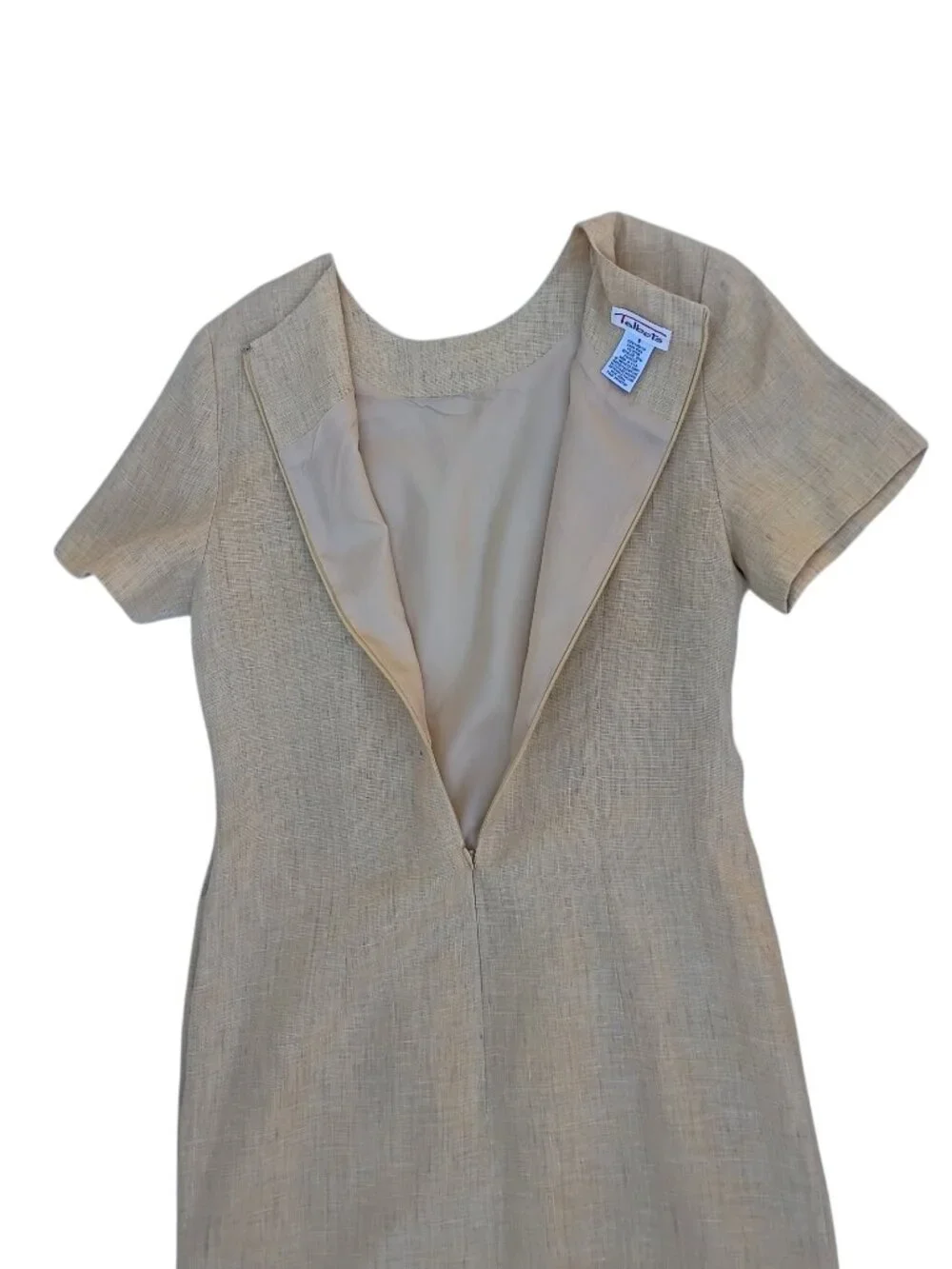 Talbots vintage wheat color linen lined maxi dress sz 6 - Picture 9 of 14